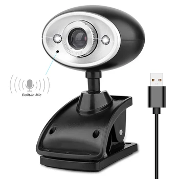 

Webcam PC USB Camera 360 Degree Rotation 480P HD Built-in Mic Live Streaming Webcam for Conference and Video Call