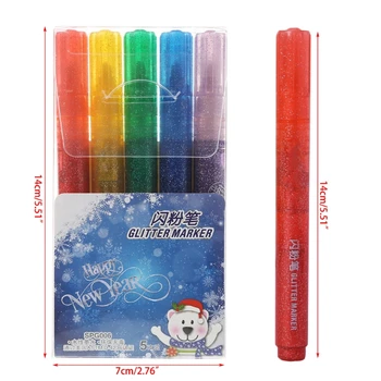 

5Pcs Magic Glitter Marker Pen Bright Sparkling Color Drawing Painting Stationery Q6PA