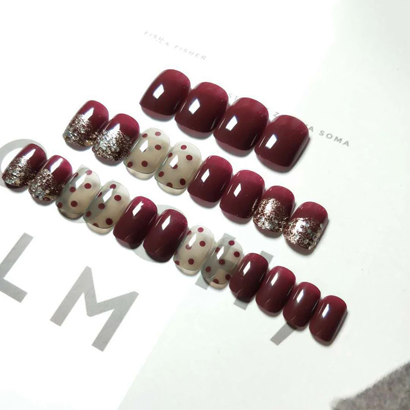 24 Pcs Nail Art Stickers Fake DIY Decoration Long Lasting Manicure for Women Lady Bride QS888 5