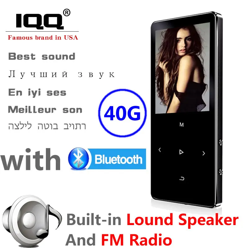 IQQ X2 MP4 Vedio плеер с bluetooth Динамик Сенсорный экран и встроенный 16 Гб HiFi портативный MP3 walkman с FM/запись