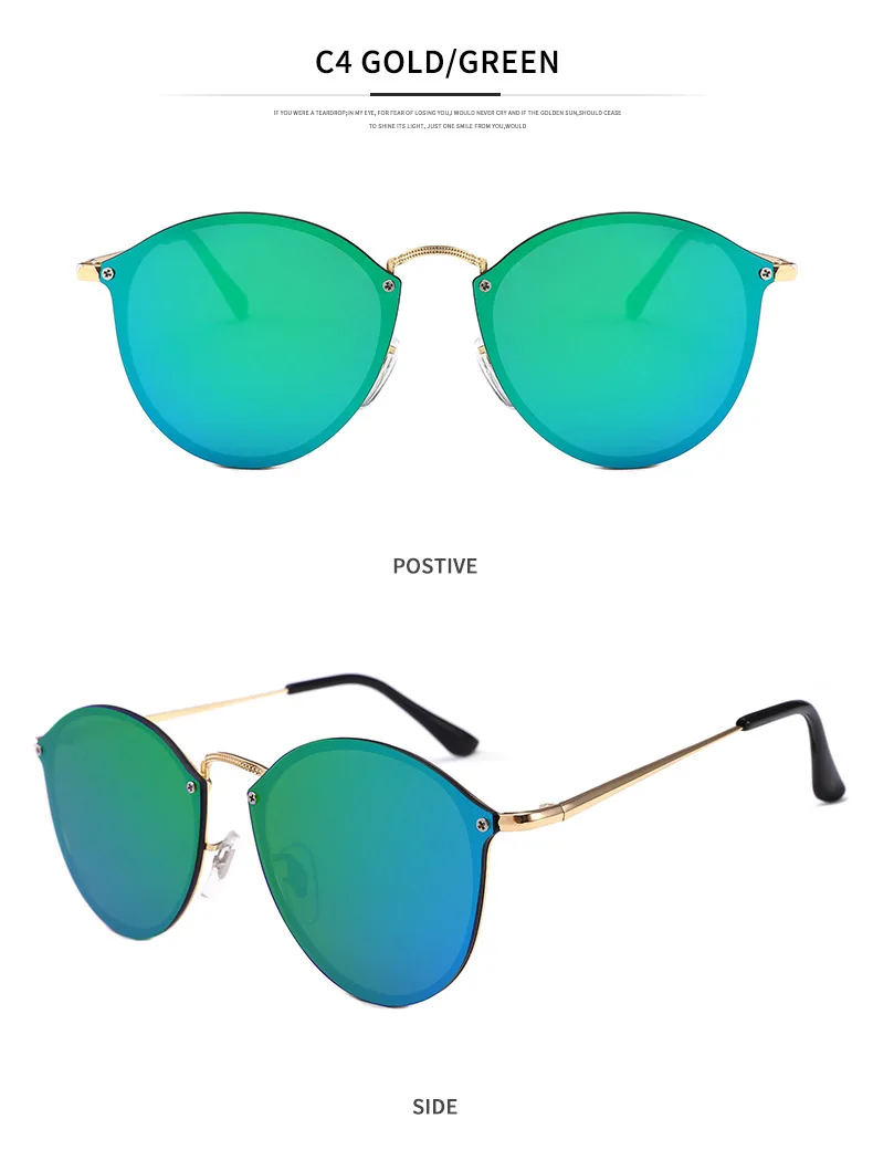 Роскошные Зеркальные Солнцезащитные очки женские/мужские брендовые дизайнерские солнцезащитные очки винтажные зеркальные очки UV400 oculos de sol - Lenses Color: C4