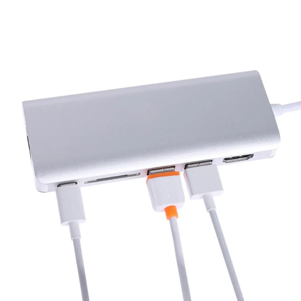 6 в 1 концентратор USB Type C Hdmi 4K USB C концентратор для Gigabit Ethernet Rj45 Lan адаптер usb-хаб аксессуары для ноутбуков
