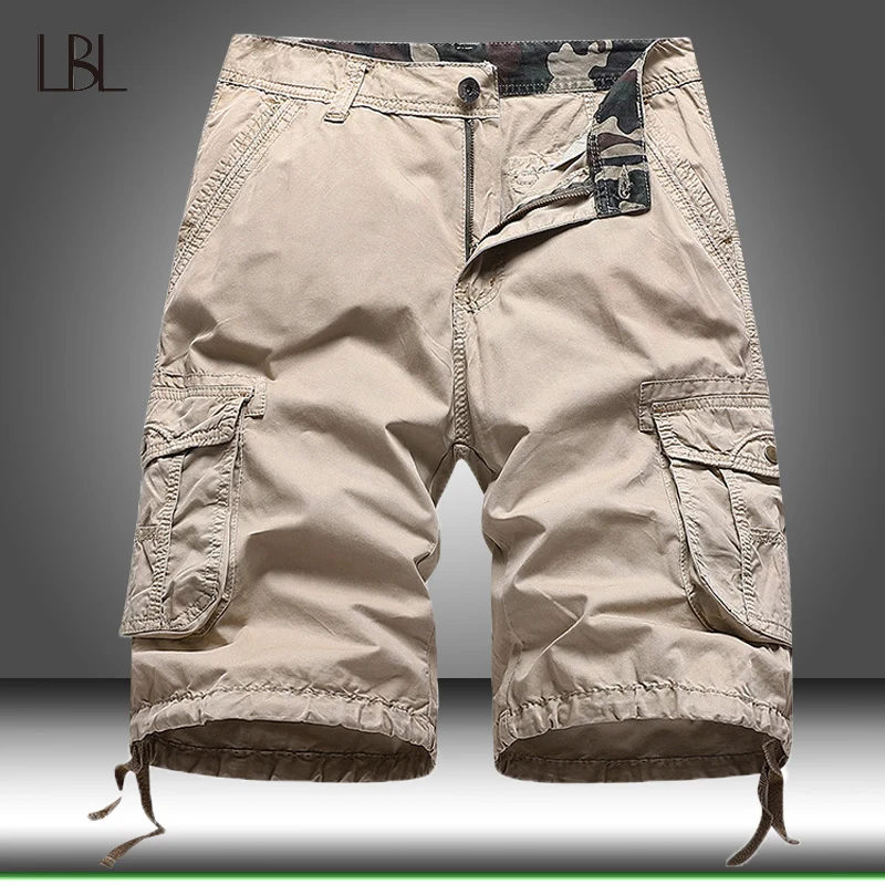 Cargo-Shorts Beach Male Multi-Pocket Men Summer Cotton Casual New Solid Military Hot-Sale