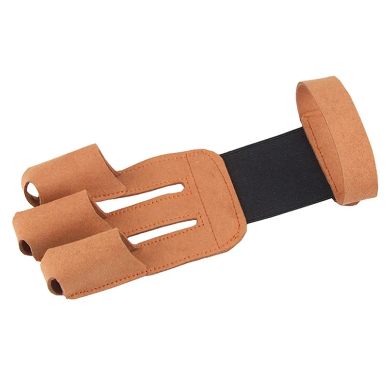 brown 4 цвета стрельба Спорт стрельба из лука 3 пальца руки защитный Рисование Лук Защита руки стрелы перчатки - Цвет: brown