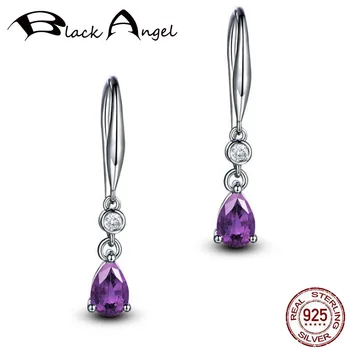 

BLACK ANGEL Amethyst Citrine Gemstone Earrings for Women 925 Sterling Silver Sapphire Drop Earrings Fashion Jewelry Wholesale