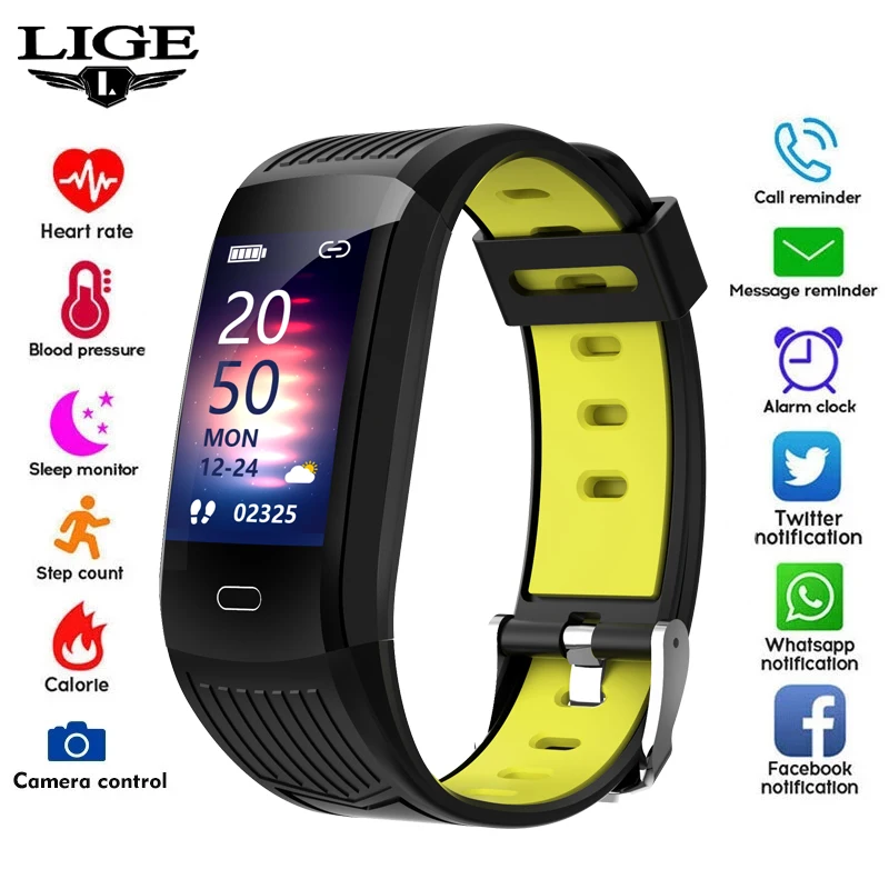 LIGE 2021 New Smart Bracelet Men Fitness Smart Wristband IP68 Waterproof Female Sports Tracker Smartwatch Play Music Bracelet