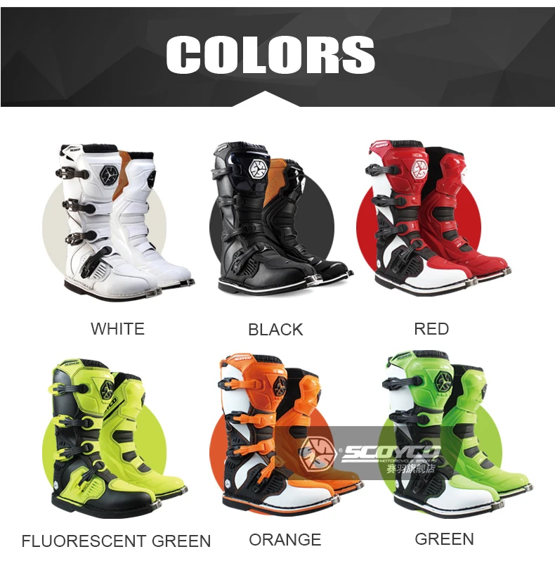 Scoyco mbm001 cor fora de estrada botas de corrida da moto cicleta botas moto cross moto equitaque joelho longo sapatos altos pesa