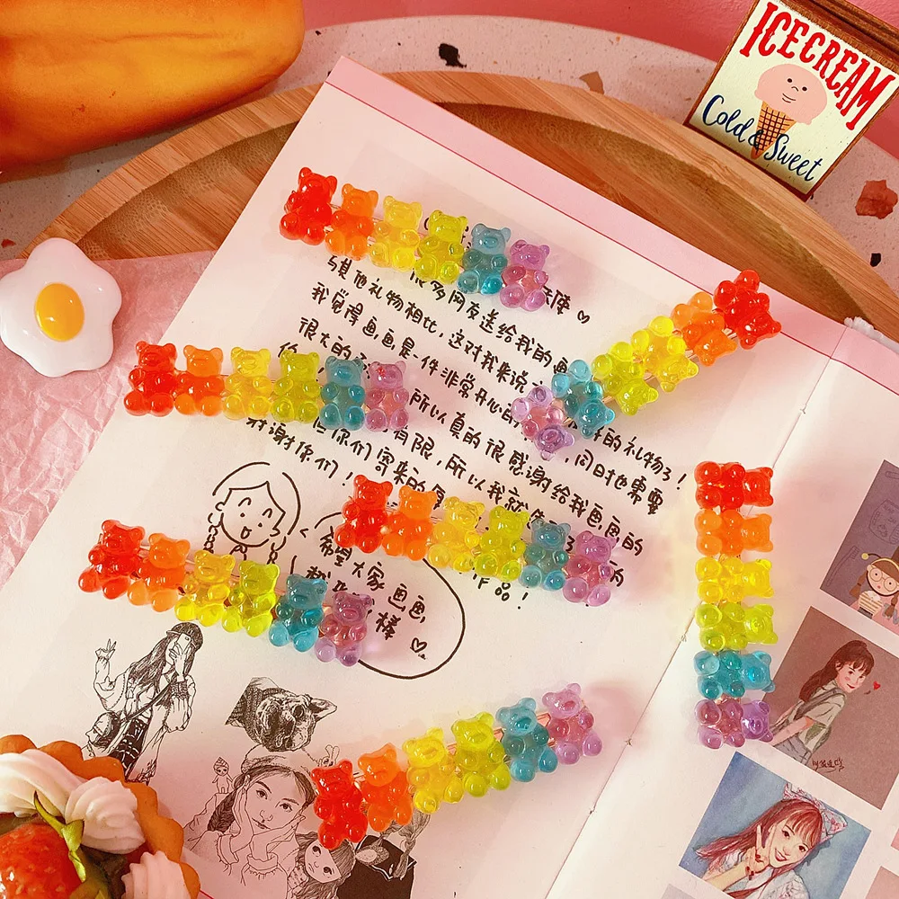 

Korean Style Candy-colored Bear Shape Acrylic Hair Clips Cute Cartoon Animal Hairpin Women Girls Hair Acccessories Gifts