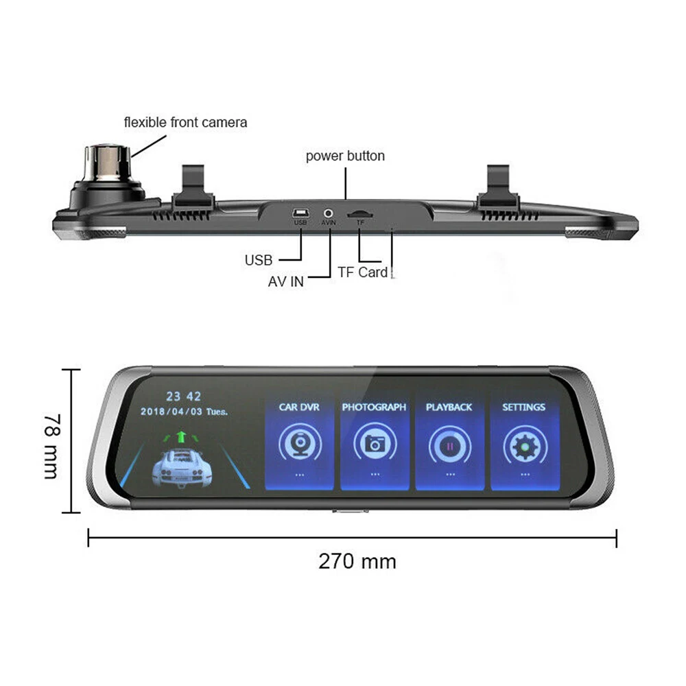 10 двойной объектив Full HD 1080P Dash Cam Автомобильный видеорегистратор зеркало заднего вида резервная камера