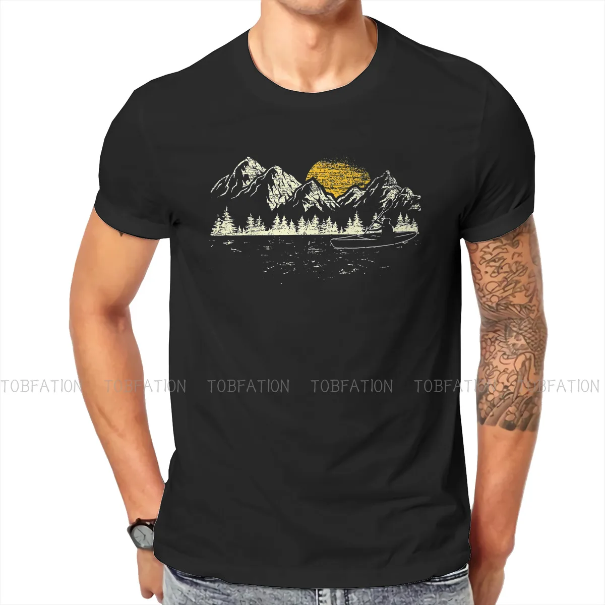Mountain Forest Kayak Canoa Pagaiando Maglietta Casual Canoa Style Streetwear Maglietta Per Il Tempo Libero Uomo Manica Corta Idea Regalo Speciale