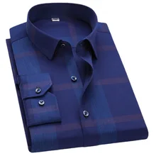 

Men's Business Dress Shirts Male Formal Button-Down Collar Shirt Fashion Style Spring Autumn Plaid Long Sleeve Casual Shirt