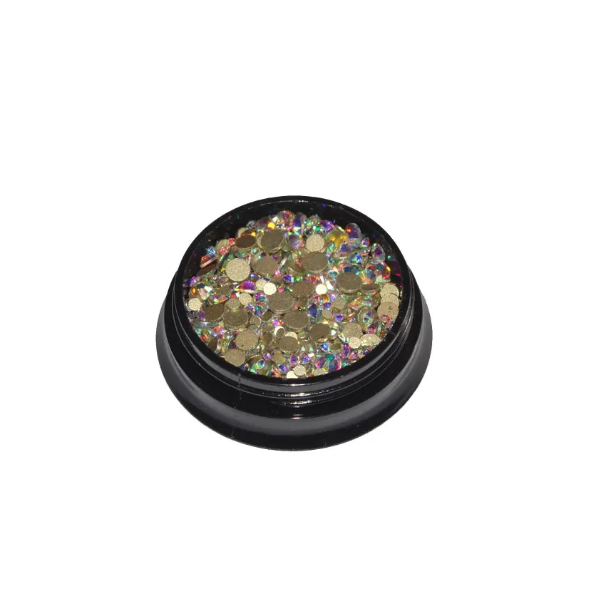 Mix 350pcs gold AB 1 коробка, кристаллы, стеклянные стразы для ногтей, смешанные размеры, опаловые Стразы с плоской задней поверхностью для ногтей, аксессуары для ногтей, стразы, 3D украшения для ногтей - Цвет: Mix 350pcs gold AB