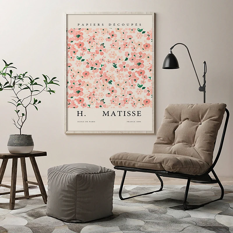 

Henri Matisse Flower Market Sakura Wall Art Canvas Painting Exhibition Poster Print Nordic Picture for Living Room Gallery Decor