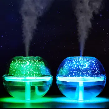 

USB Air Humidifier Essential Oil Diffuser LED Projector Light Crystal Night Lamp Mini Portable Home Humidifier
