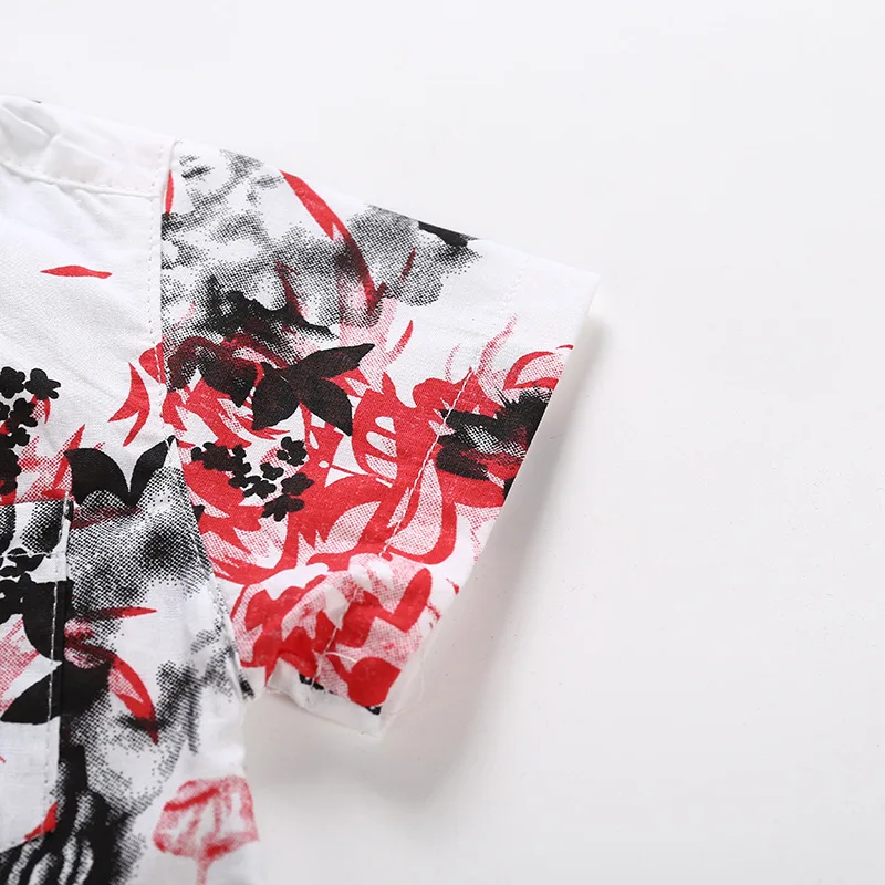 Summer Wear Korean-style New Style CHILDREN'S Shirt Plant Flower Print Shirt Korean-style Children Shirt