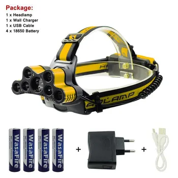 

Powerful 6 Mode Frontal LED Headlight Lantern Portable Waterproof Forehead Headlamp Torch Lamp Rechargeable Camping Flashlight