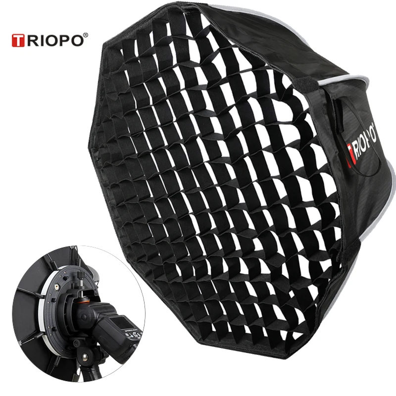 Портативный софтбокс Triopo 90 см с сотовой сеткой для внешней вспышки