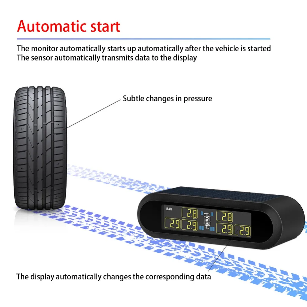 Автомобиль солнечной энергии lcd TPMS монитор давления в шинах Система+ 6 внешний датчик Предупреждение ющий инструмент для мониторинга
