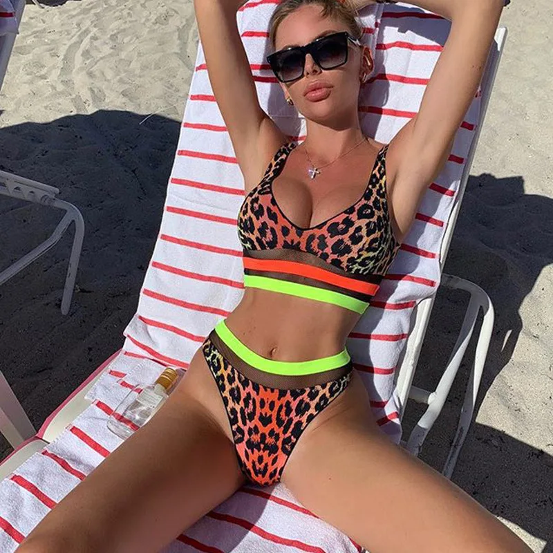 KAMIYING Leopard swimsuit female Patchwork bikini set 2020 See through swimwear Summer women's swimming suit KAMIYING Leopard swimsuit female Patchwork bikini set 2020 See through swimwear Summer women's swimming suit