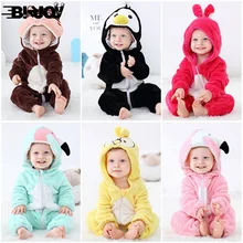 Осенне-зимние фланелевые пижамы с капюшоном для маленьких девочек и мальчиков; комбинезоны; Теплая Одежда для новорожденных; детские пижамы для альпинизма; костюм с героями мультфильмов