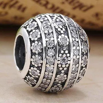 

Original Alternating Geometric Shape With Crystal Charm Fit 925 Sterling Silver Bead Charm Bracelet Bangle DIY Jewelry