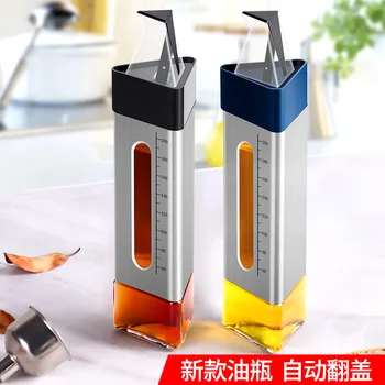 

Kitchenware new glass oil bottle, triangle stainless steel oil bottle, soy sauce bottle, seasoning bottle, seasoning bottle
