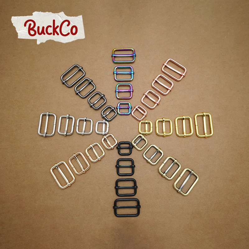 

100pcs/lot Metal non-welded plating roller pin adjuster buckles for backpacks straps dog collar DIY accessory 8 colours 4 sizes