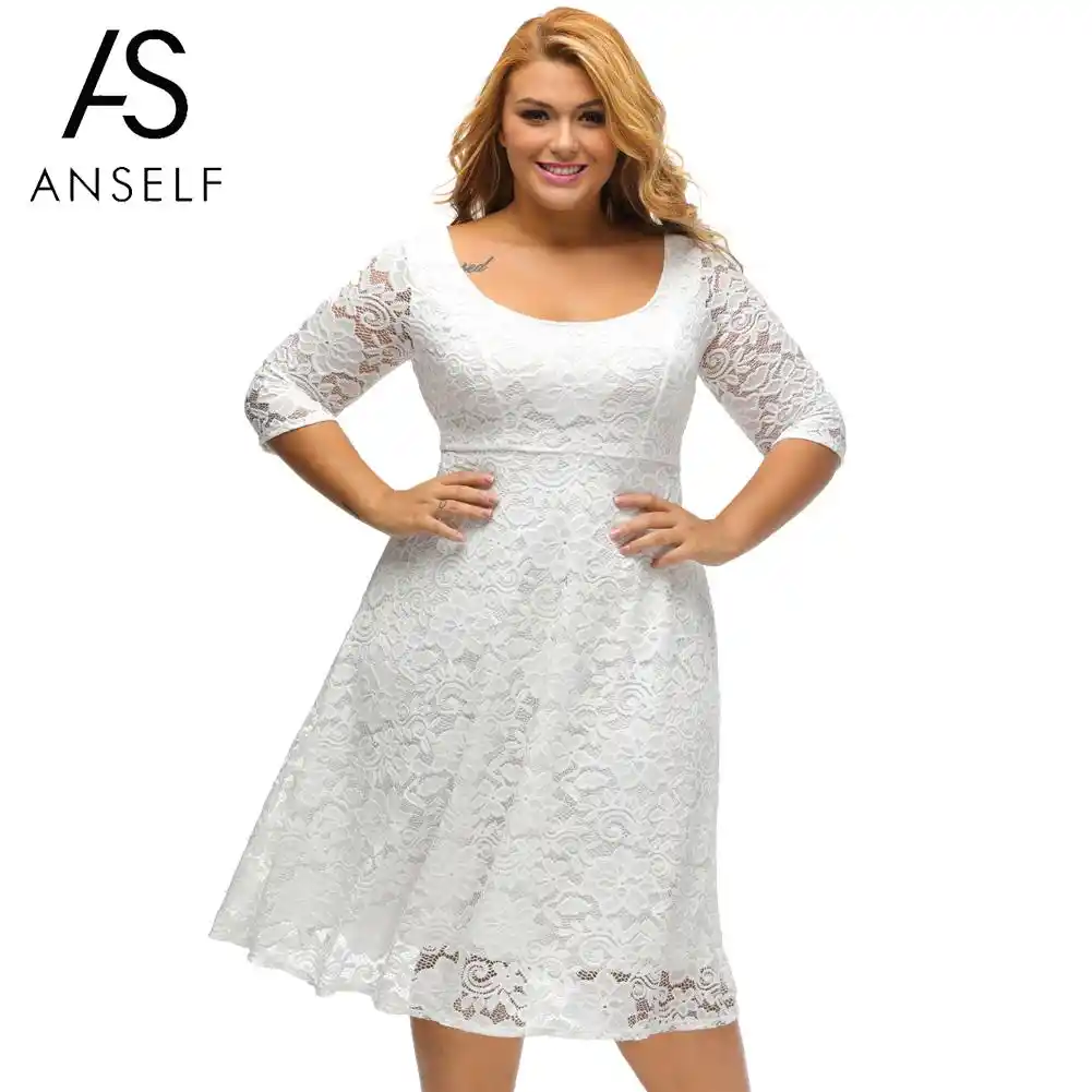plus size white lace dress