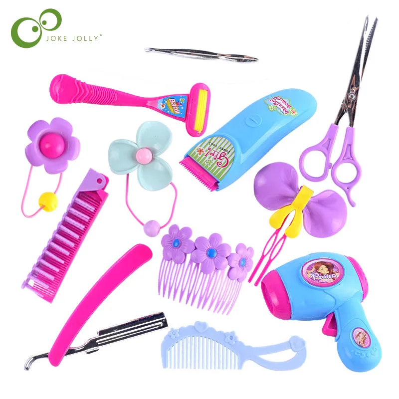 Juego chico maquillaje de juguetes Rosa maquillaje princesa peluquería de simulación de juguete de plástico de corte de pelo chicas vestirse de ZXH