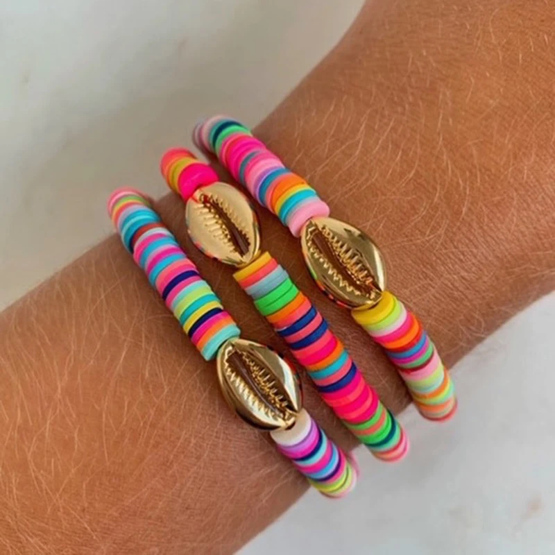 

2019 Bohomain Colorful Handmade Friendship Bracelets Trendy Beach Shell Charm Statemnet Bracelet for Women Accessories Wholesale