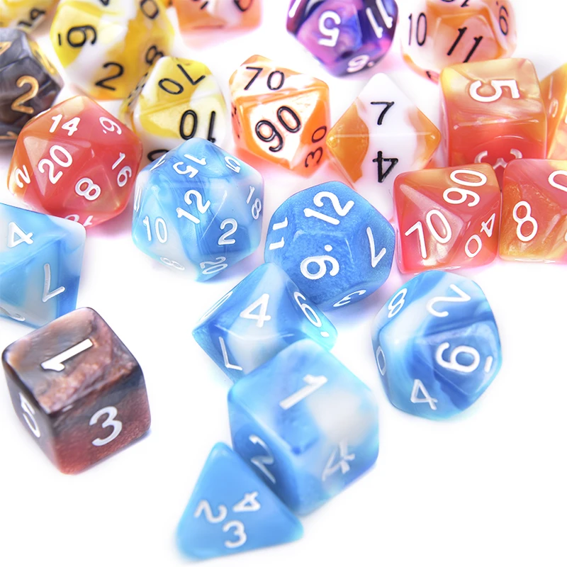 Многогранных смешанные цветные кости 7 шт./компл. для настольных игр D1 D2 D3 D4 D5 D6 D7