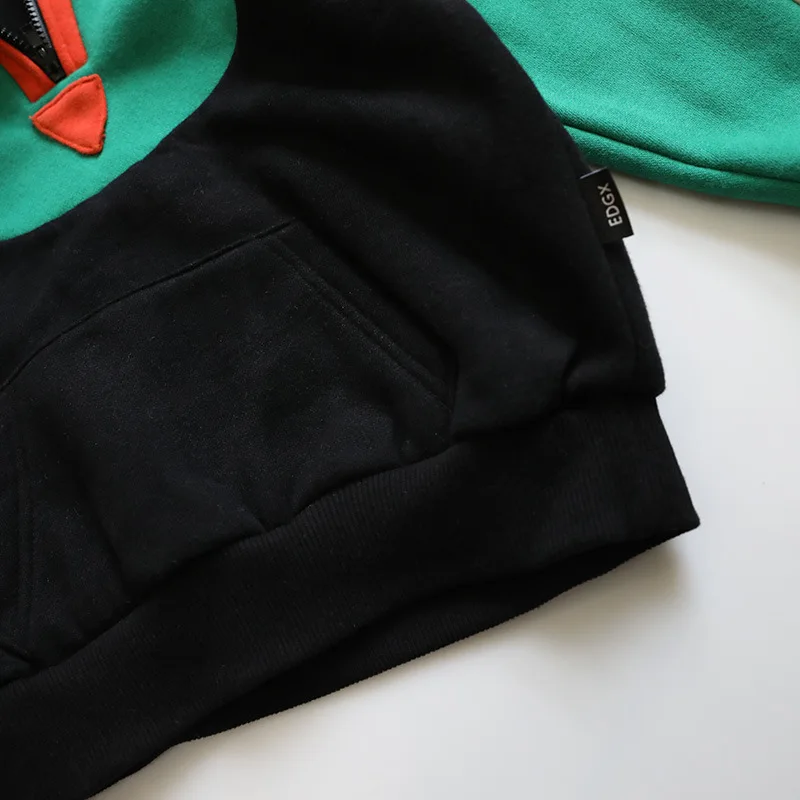 Autumn and winter new Korean boys' sweater with plush and thickened girls color matching children's Hoodie girls clothing