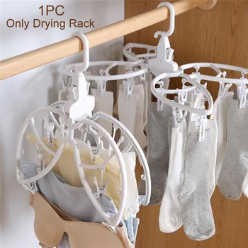 

Foldable Laundry Drying Rack Butterfly Shape Wear Resistant Clothes Hanger Hanging With 24 Clips Indoor Outdoor Dorm Bathroom