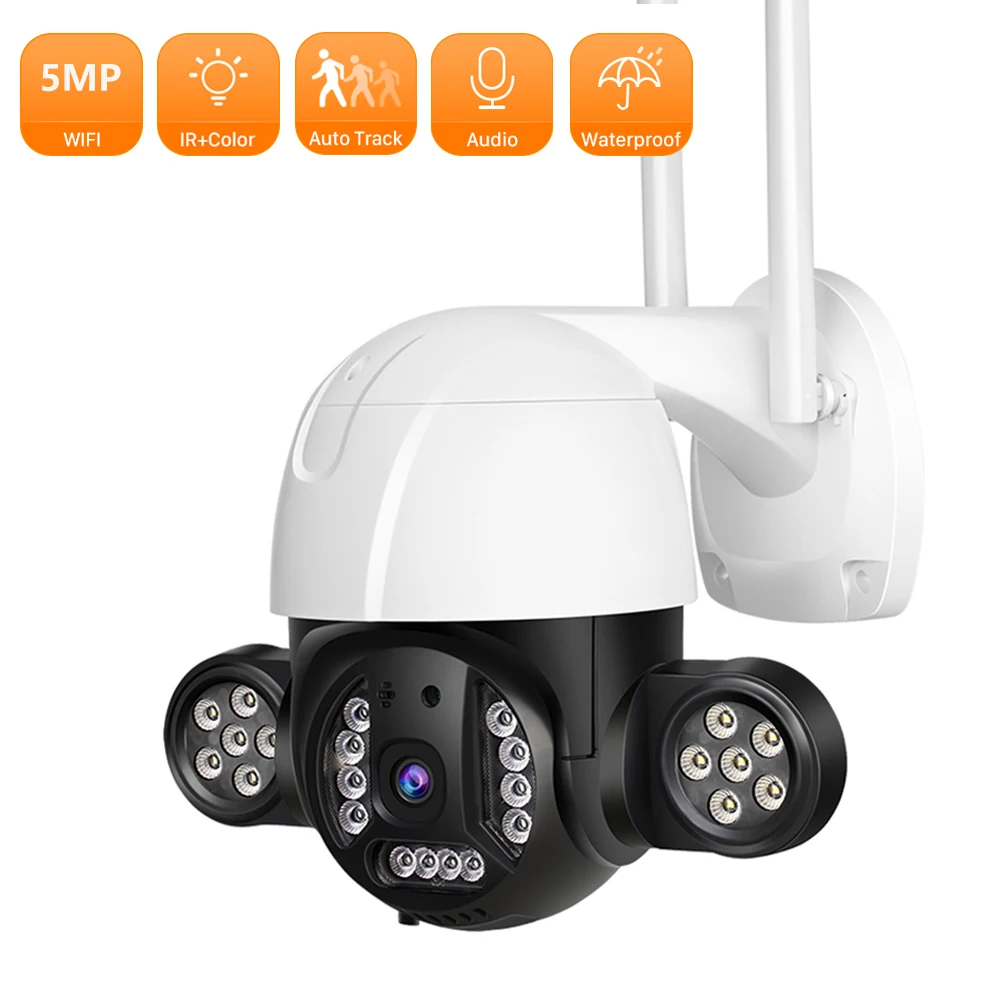 ANBIUX 5MP прожектор Камера открытый Цвет Ночное видение внешний Беспроводной Wi-Fi