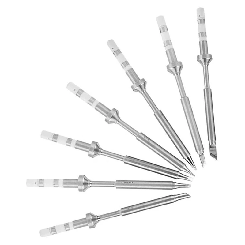 US $57.29 7 Pcs Soldering Tips Mini Stainless Steel Soldering Iron Tip Replacement for TS100 Portable Outdoor Soldering Iron Kit