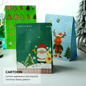 

24 Pcs Cartoon Lightweight Biscuit Bags Christmas Gift Storage Containers