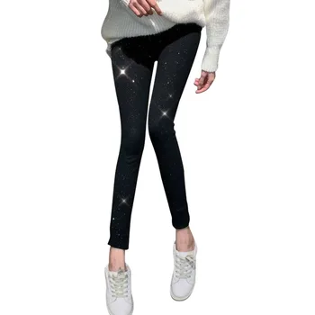 

Women Autumn Legings Women Spring Casual Solid Color Elastic Pencil High Waist Feet Trousers Getry Damskie* /