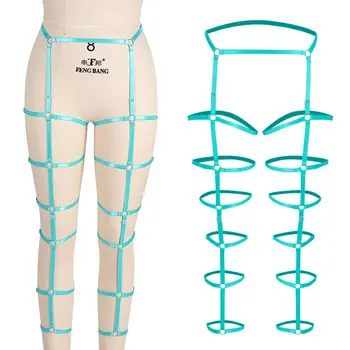 

Leg Harness Blue Belt Cage Waist Garter Stockings Strap Punk Goth Plus Size Suspender Bondage Lingerie Hollow Out Night Clubs