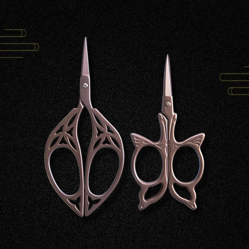 Titanium-plated Vintage Scissors for Sewing, Arts, Crafts, Office, Home Butterfly / plant Type Student Handmade Small Scissors