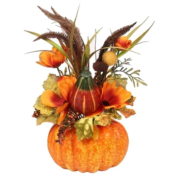 

Artificial Pumpkin Flowers Bonsai Decoration,Fruit Ornament Table Props for Halloween Thanksgiving Autumn Decoration