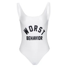 Белый/черный купальник со слоганом монокини для женщин и девушек