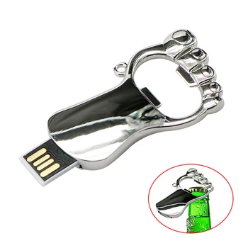 

New Multifunction U Disk Foot Bottle opener Pen drive 16GB 8GB 4GB 64GB 32GB 128GB pendrive cle usb Flash Drive Cute mini gift