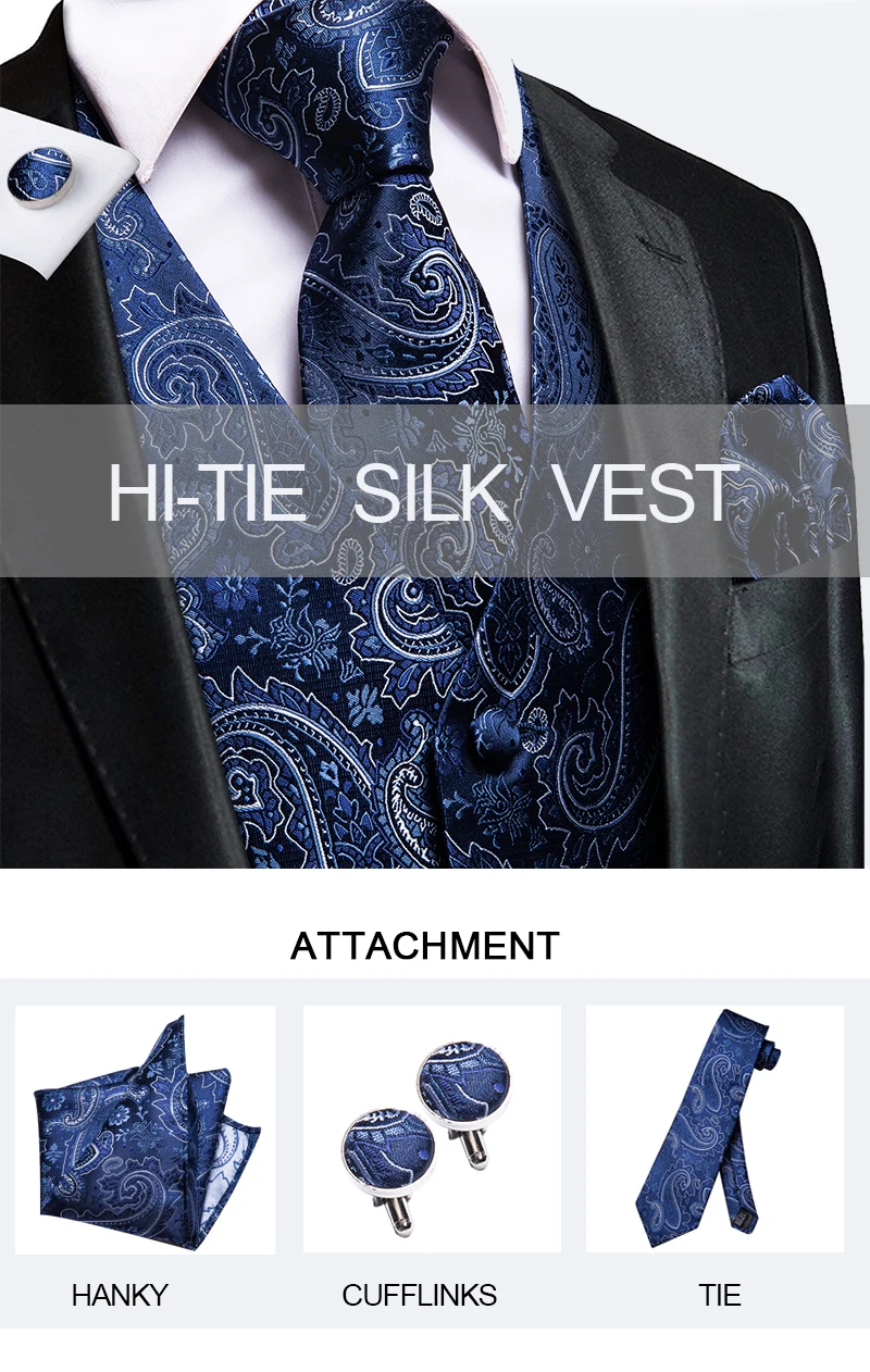 blazers Novelty Slim 4PC Vest Necktie Hanky cufflinks Silk Men's Waistcoat Neck Tie Set for Suit Dress Wedding Paisley Floral Vests Fat áo khoác blazer