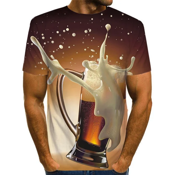 

New 3D Printing Beer Fashion Men Women Hip HopT-shirt Plus Size S-7XL Harajuku Graphic T Shirts