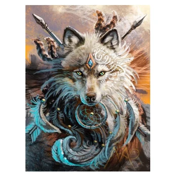 

5D Diamond Painting Animal Wolf Fighting Cross Stitch Diamond Embroidery Full Diamond Scenery Rhinestones Home Decor Gift