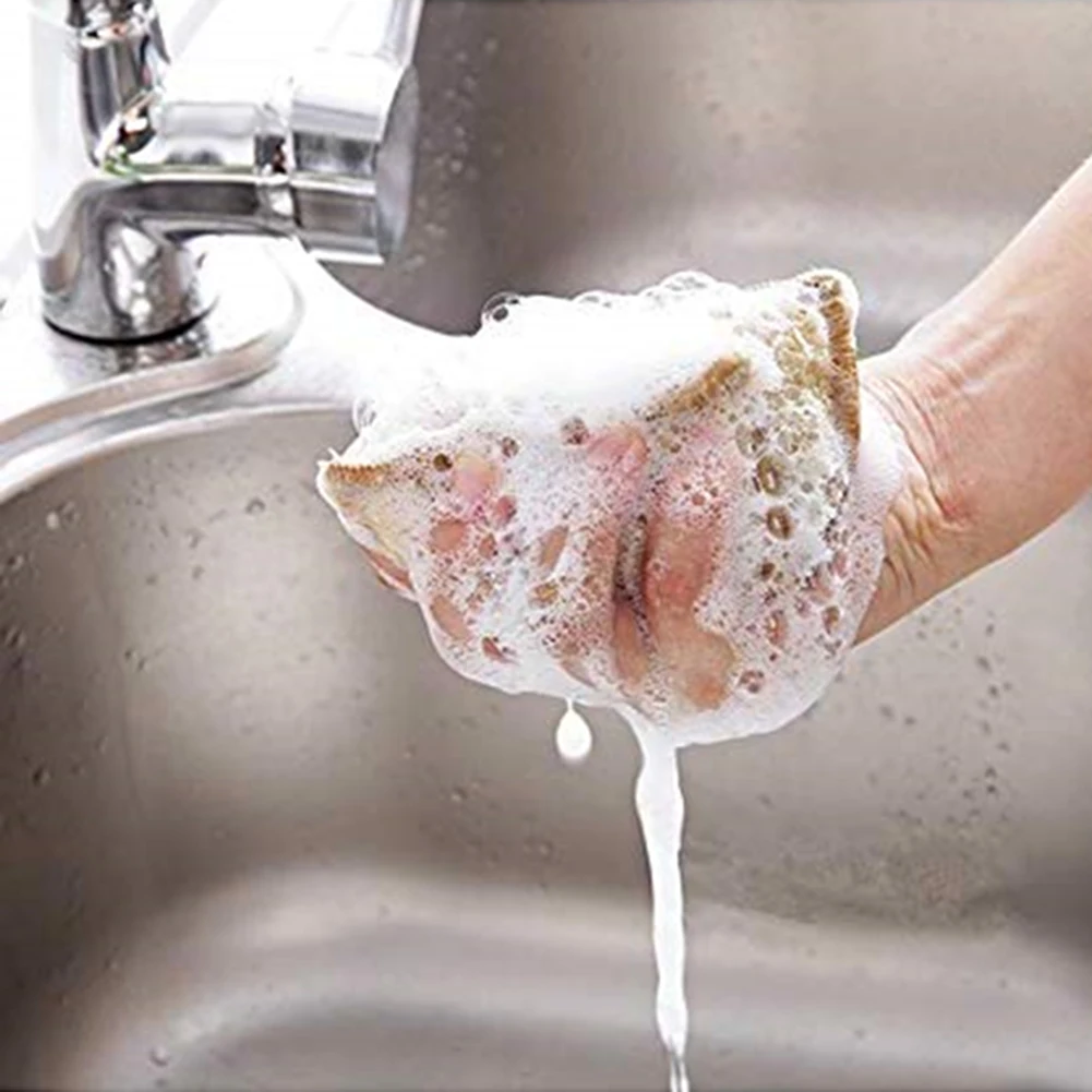 6 Pcs/Set Bamboo Fiber Wrap Sponge Washing Dish Foam Magic Multifunction Household Wiping Cleaning Rags Wiping Cloth