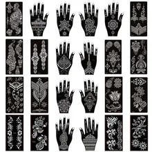 24 шт./лот индийский трафарет для татуировок хной, шаблоны Mehndi Aribrush для женщин/девушек, рисование тела, новый дизайн, Набор наклеек для татуировок 24 шт./лот индийский трафарет для татуировок хной, шаблоны Mehndi Aribrush для женщин/девушек, рисование тела, новый дизайн, Набор наклеек для татуировок