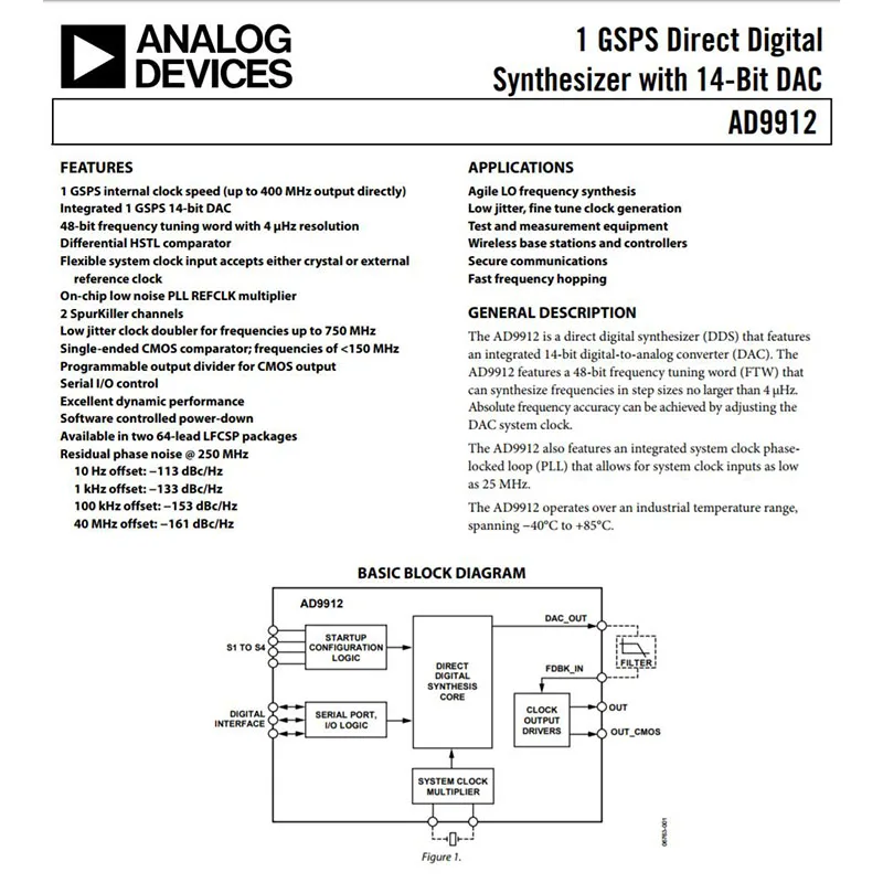 AD9912 Частота развертки 1 гвыборок/частота 1 HZ-400 МГц синусоида выход источник сигнала DDS генератор сигналов модуль STC Главная плата управления