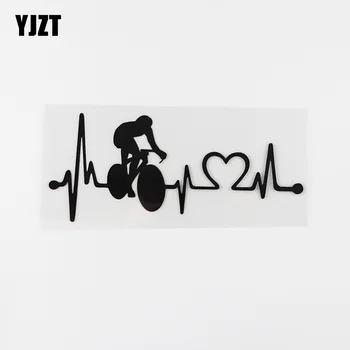 

YJZT 16.6CMX7.1CM Bicycle Cycling Heartbeat Lifeline Vinyl Car Sticker Black/Silver 8A-0841