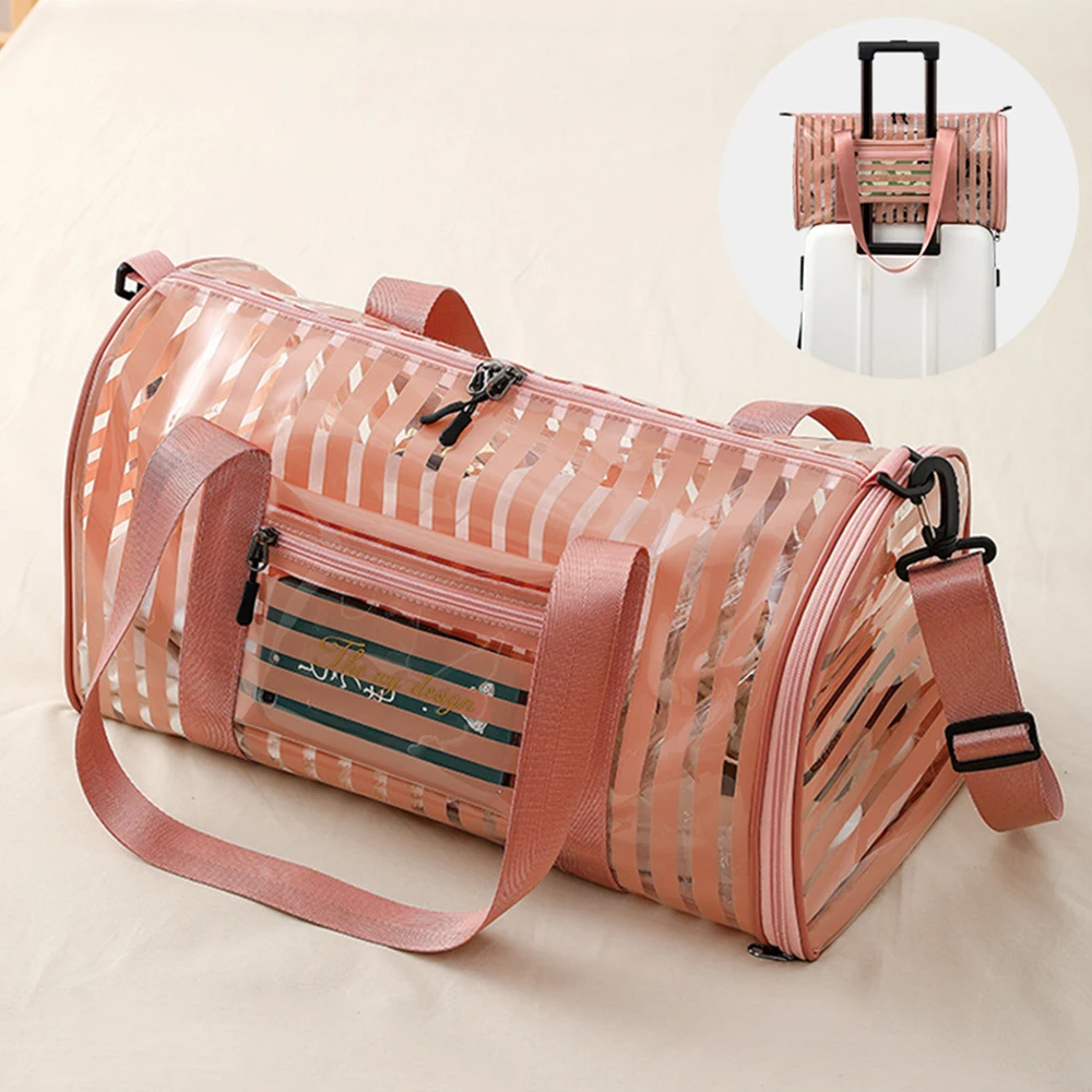 PVC Clear Gym Bag Swimming Waterproof Strip Bags Round Sports For Women Men Transparent Swim Beach Pool Bag Fitness Bag XA234A